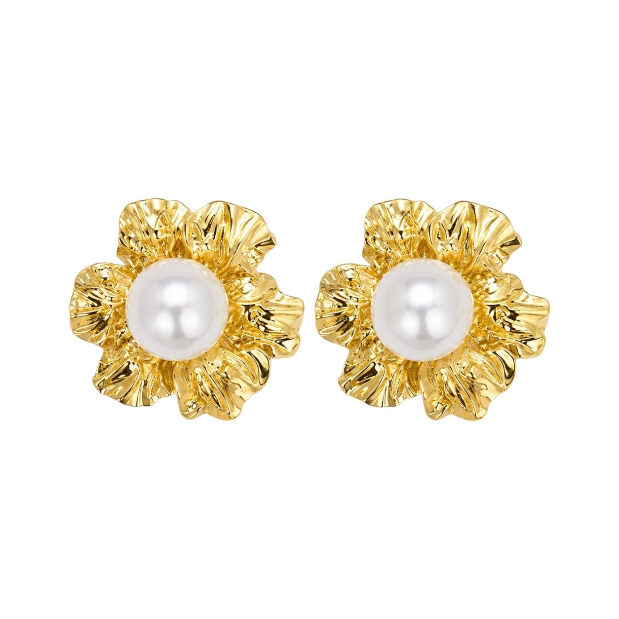 Golden Bloom Pearl Earrings