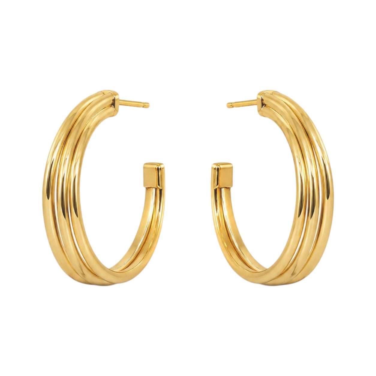 Triple Band Gold Hoop Earrings