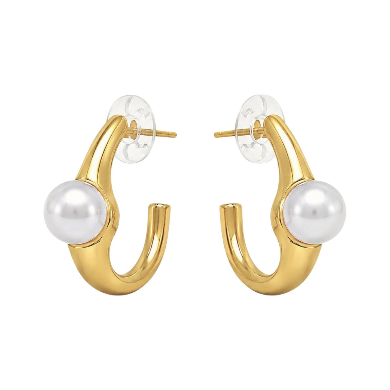 Pearl Accent Open Hoop Earrings