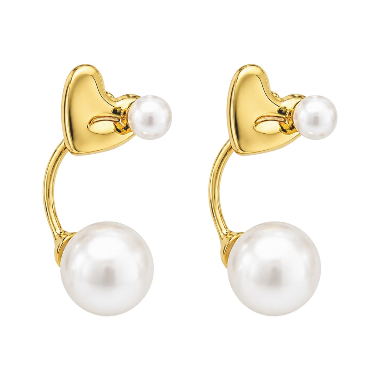 Heart Pearl Drop Earrings