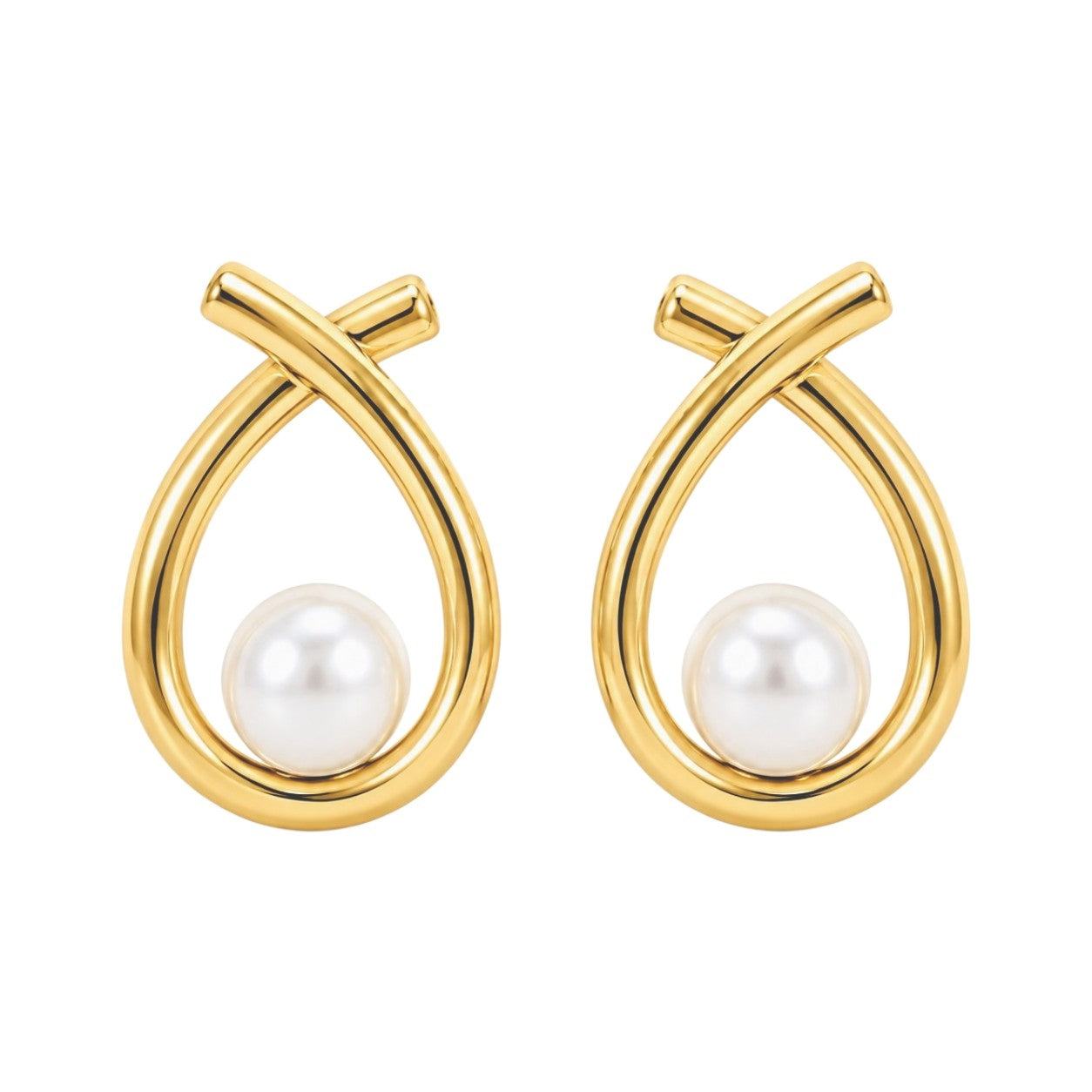 Pearl Teardrop Stud Earrings