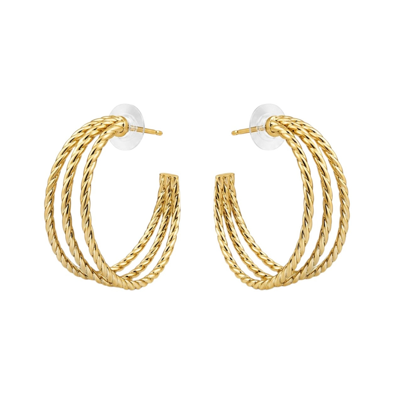Triple Twist Hoop Earrings