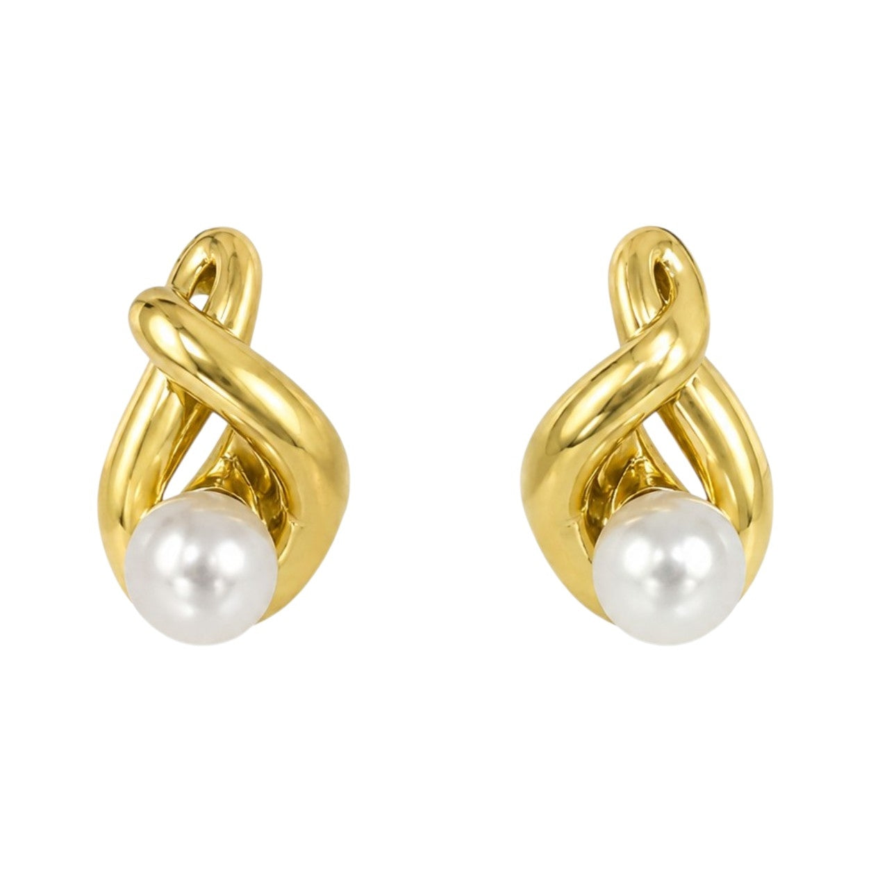 Knotted Pearl Stud Earrings