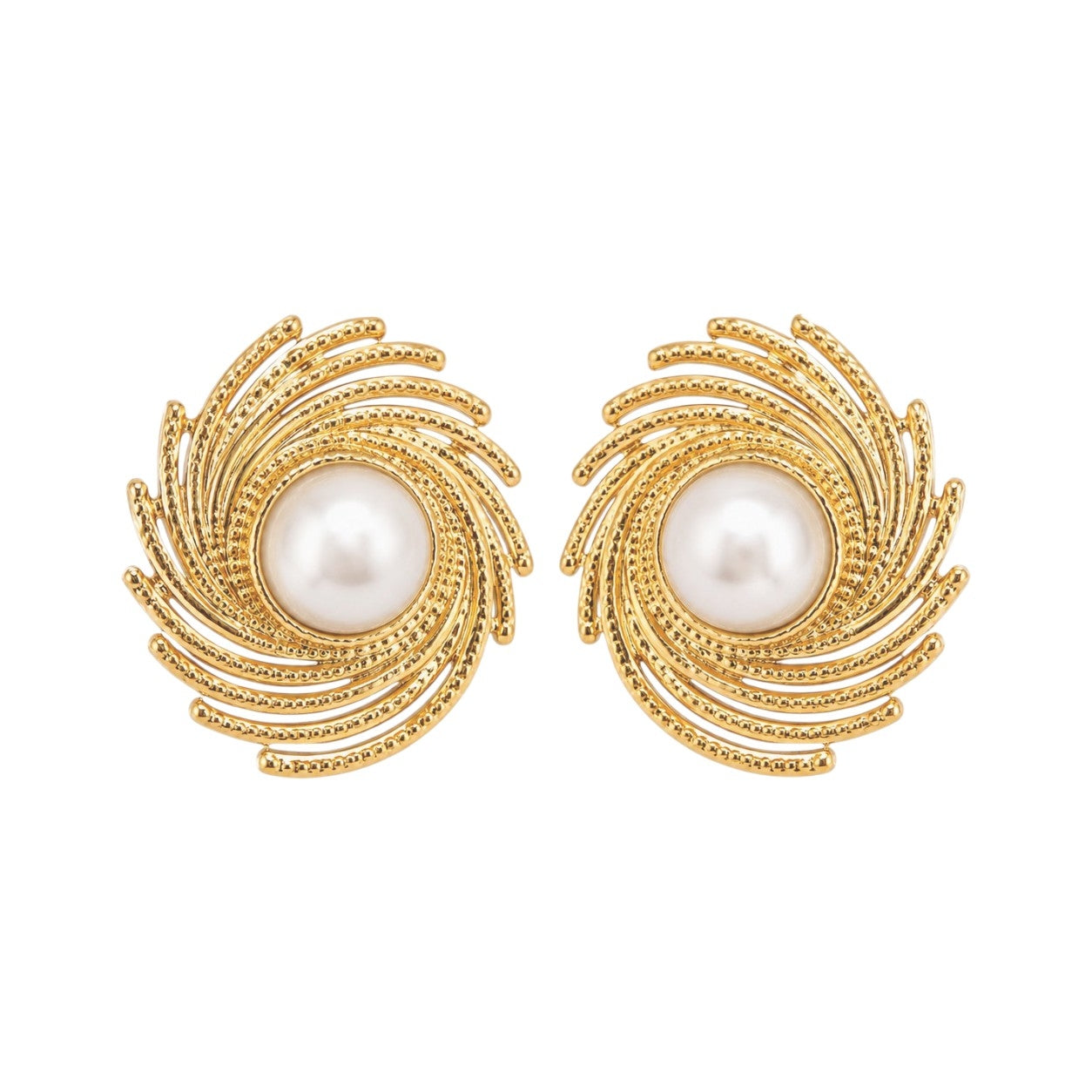 Pearl Swirl Statement Earrings