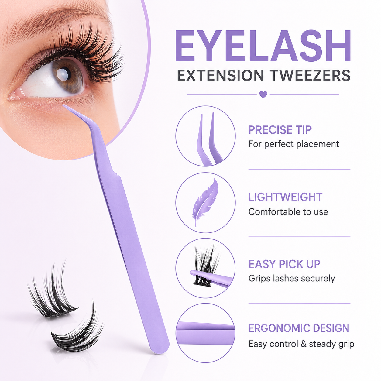 Stainless Steel Eyelash Tweezer