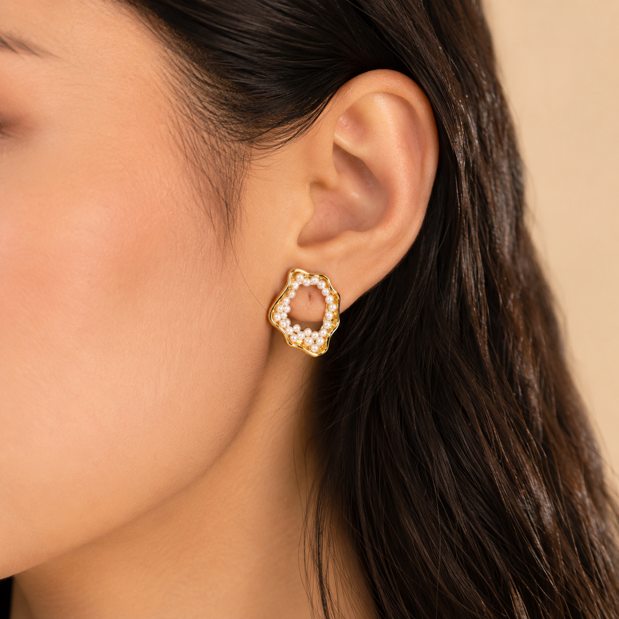 Pearl Wave Statement Earrings