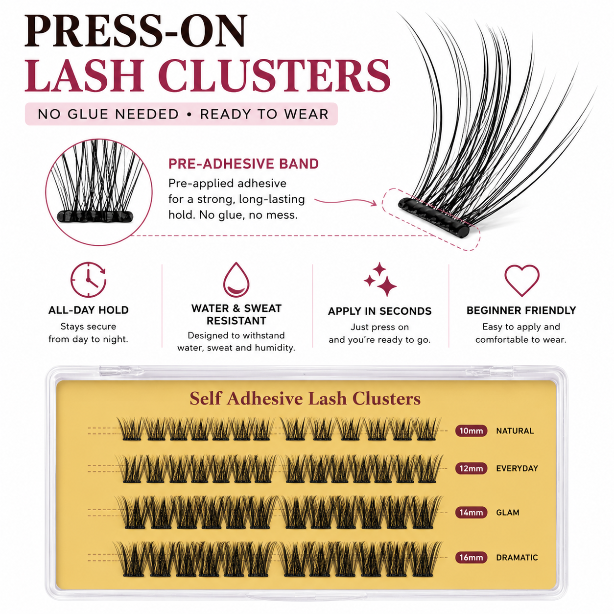 D Curl Press On Lash Clusters