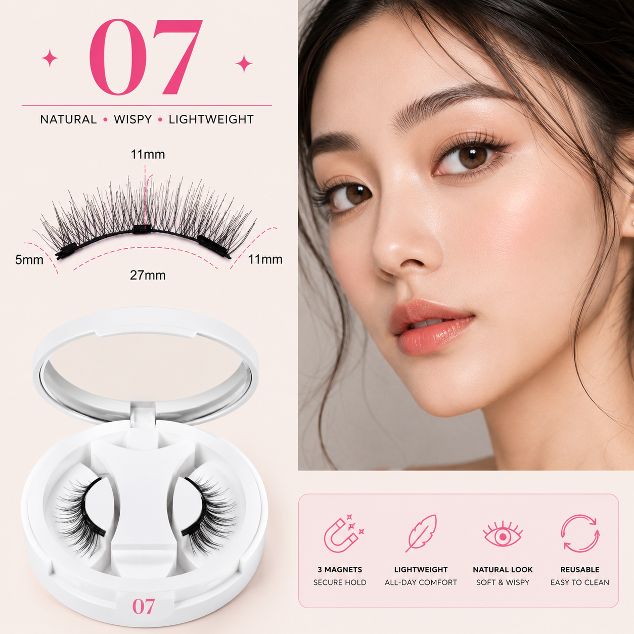 Magnetic Snap On Fiber Lashes