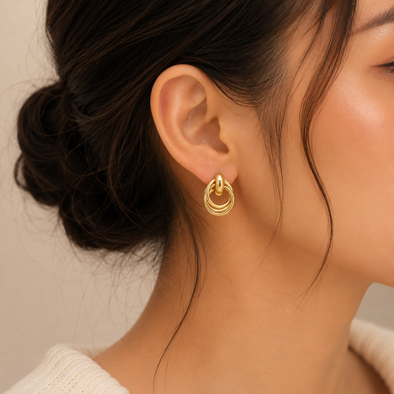 Layered Circle Drop Earrings