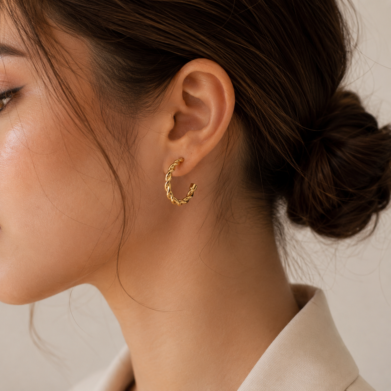 Twisted Gold Hoop Earrings