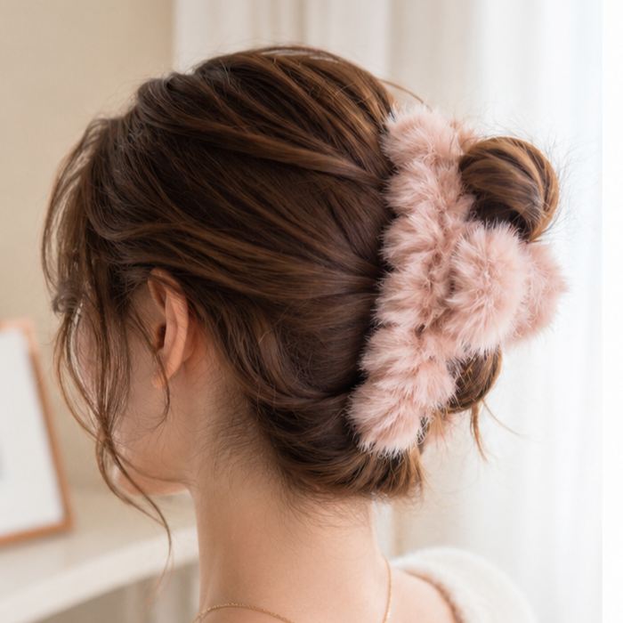 Fluffy Striped Hair Claw