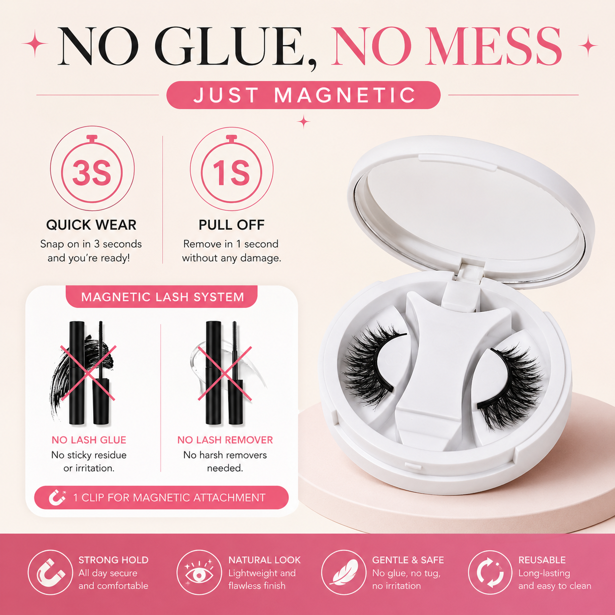 Magnetic Snap On Fiber Lashes