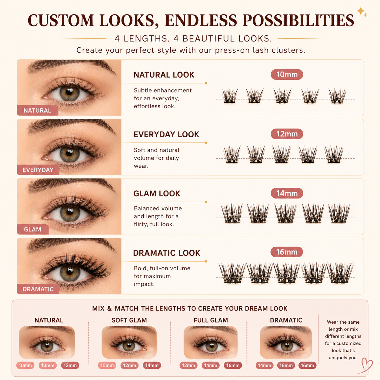 D Curl Press On Lash Clusters