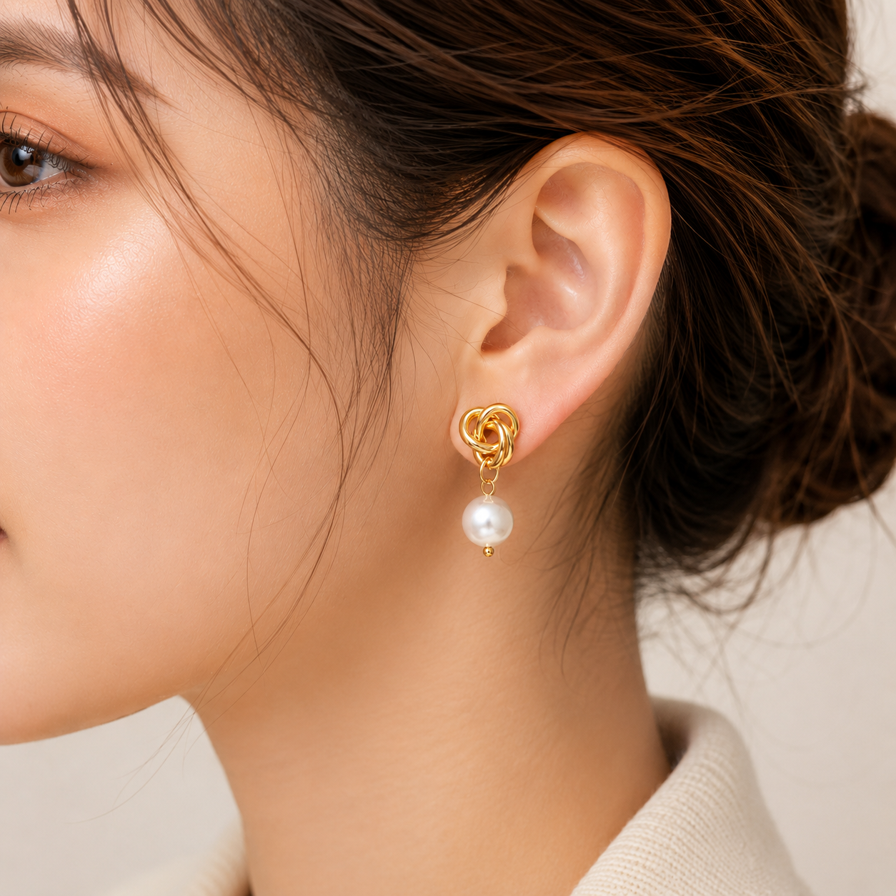 Pearl Knot Drop Earrings