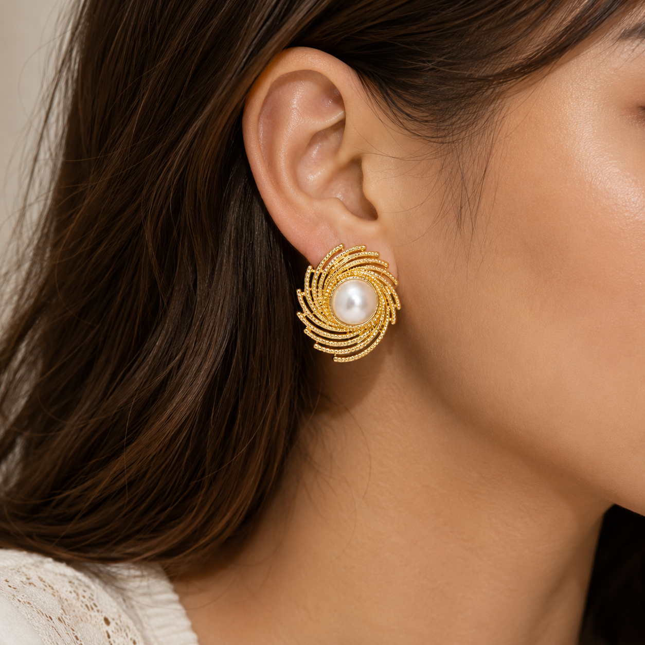 Pearl Swirl Statement Earrings