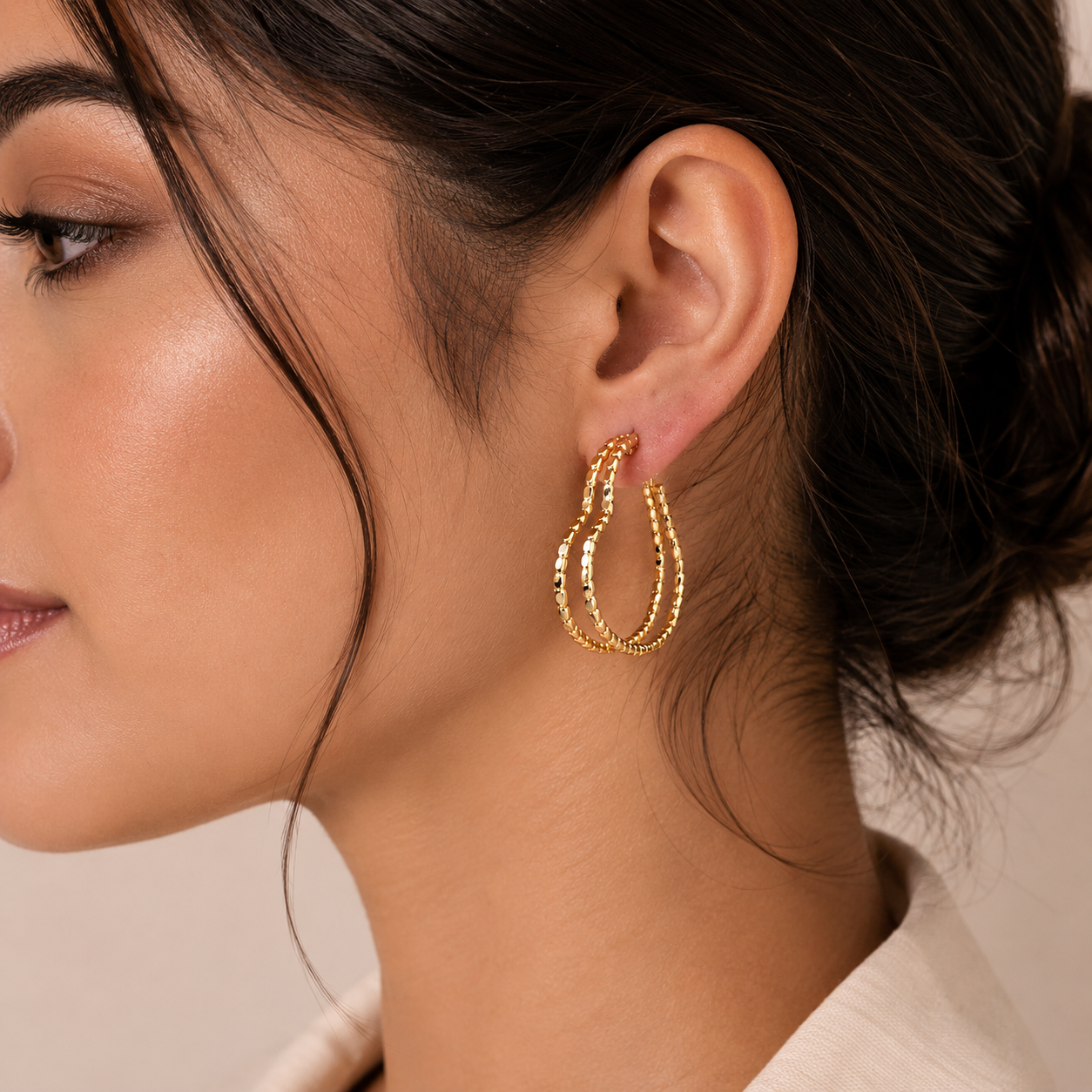 Ribbed Heart Duo Hoop Earrings